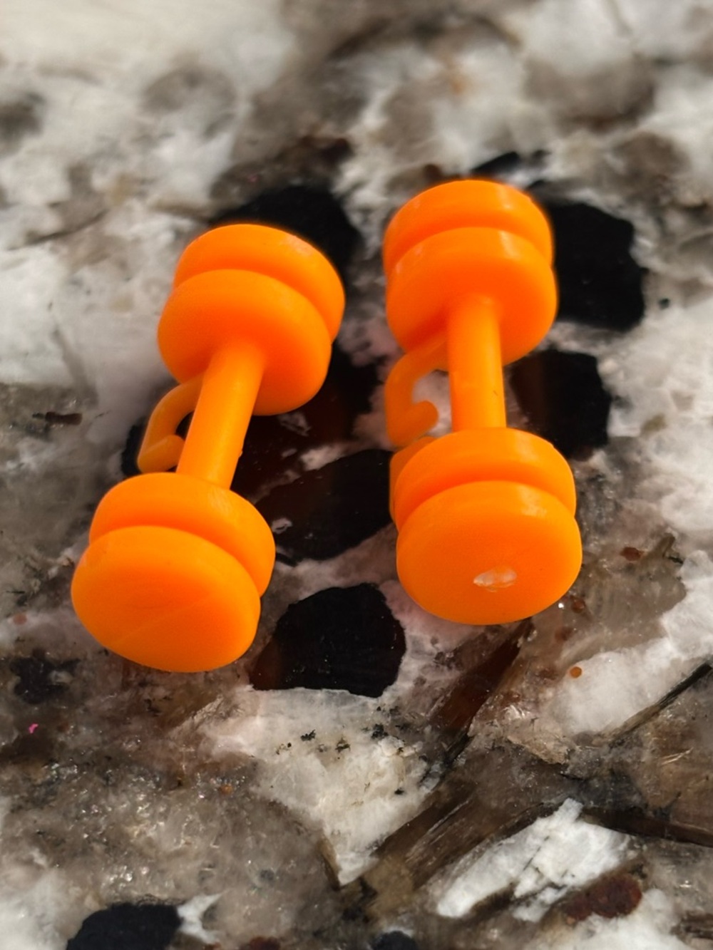 Vintage Barbie Doll Orange Hand Weights Dumbbells Workout Replacement Pieces